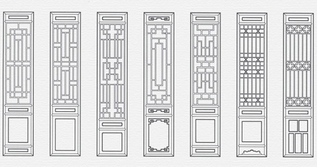 河间常用中式仿古花窗图案隔断设计图